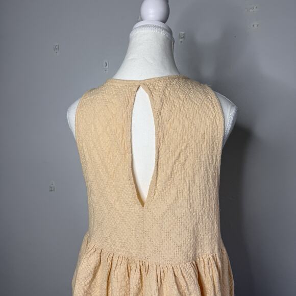 Free People Textured Sleeveless Midi Dress Peach Beige Cotton Pockets Size XS - Picture 4 of 6